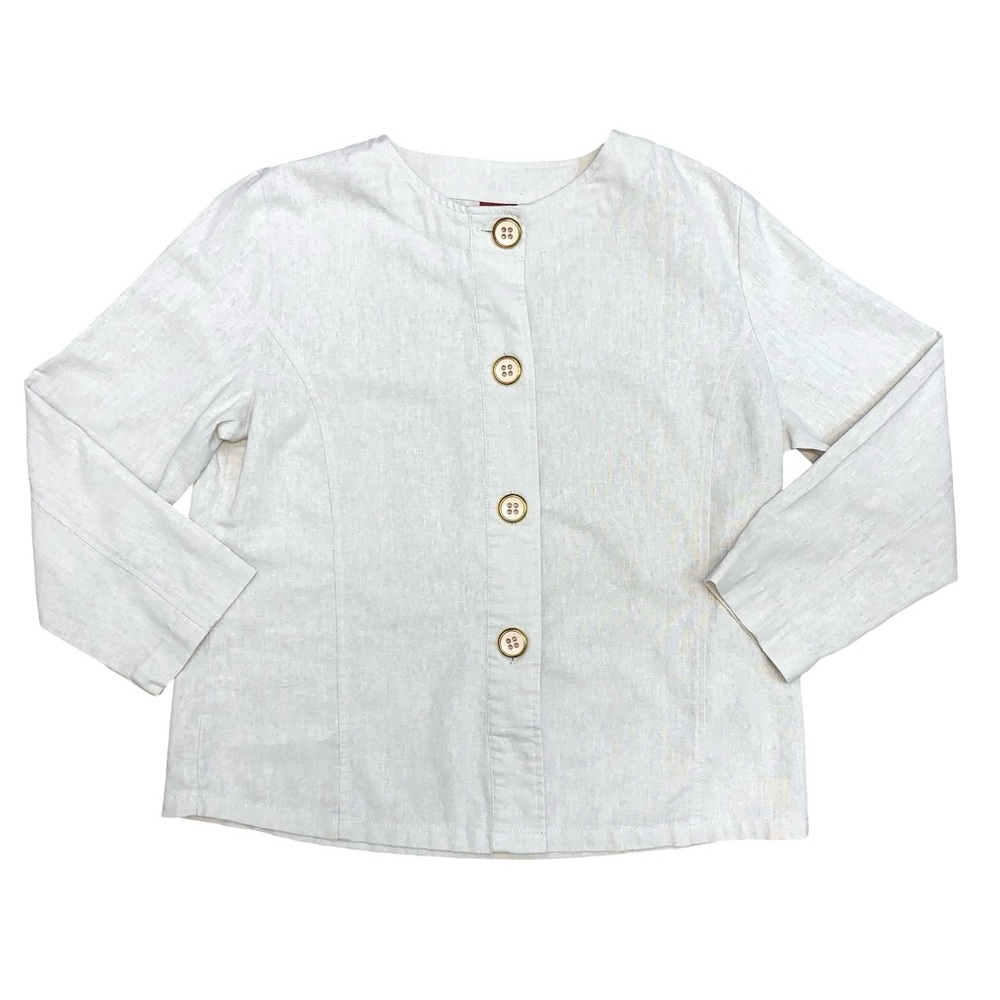 Vintage Tudor Court by Haband Lightweight Linen Blazer Jacket Neutral Casual